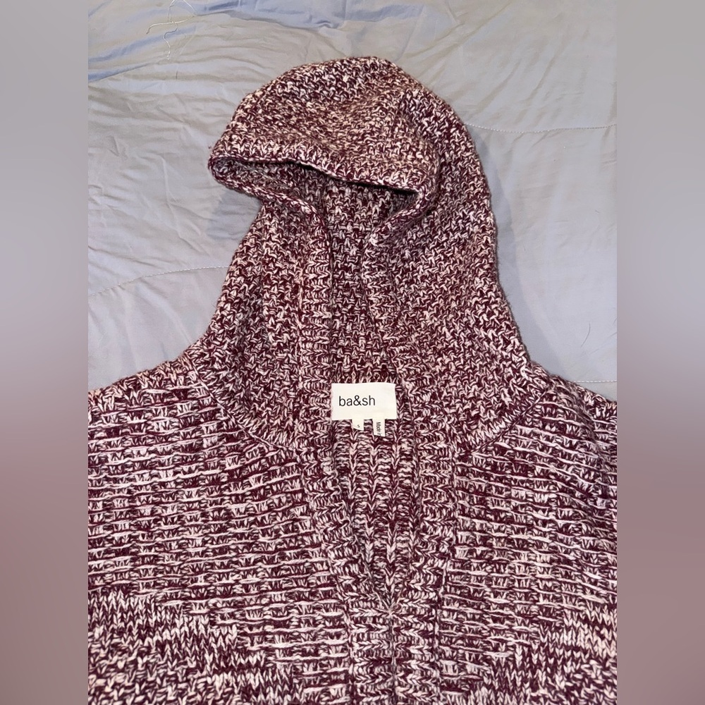 Women's NWOT Designer Purple/Burgundy Hooded Wool Pullover Sweater - Picture 8 of 11